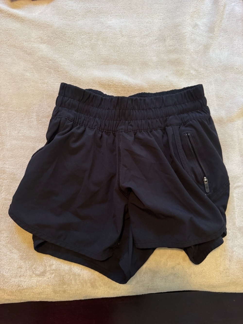 lululemon athletica Black Layered Athletic Shorts with Zip Pocket